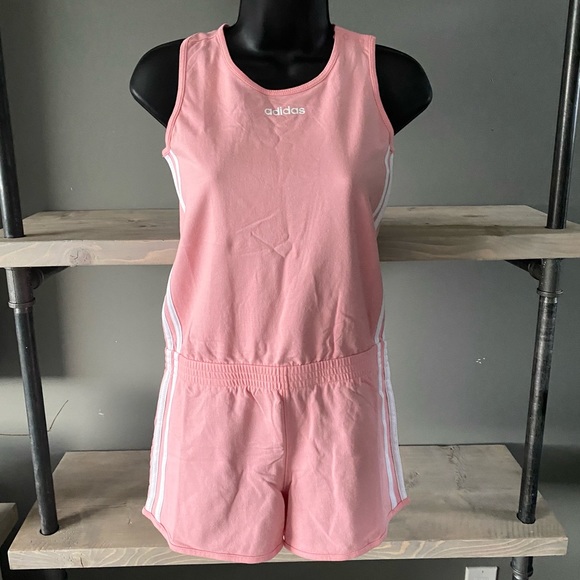 ADIDAS-3-STRIPES PINK ROMPER SIZE Girls L NWT - Picture 8 of 11